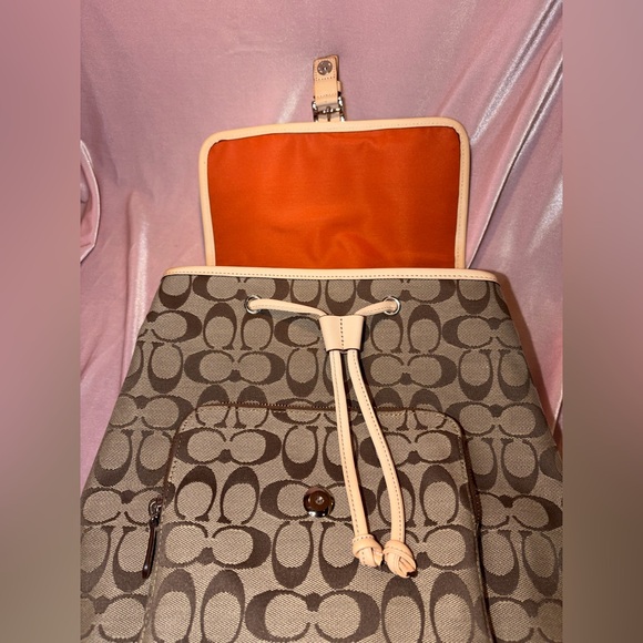 Authentic Vintage Coach Classic Signature Monogram Buckle Backpack – Khaki/Tan - Picture 7 of 8